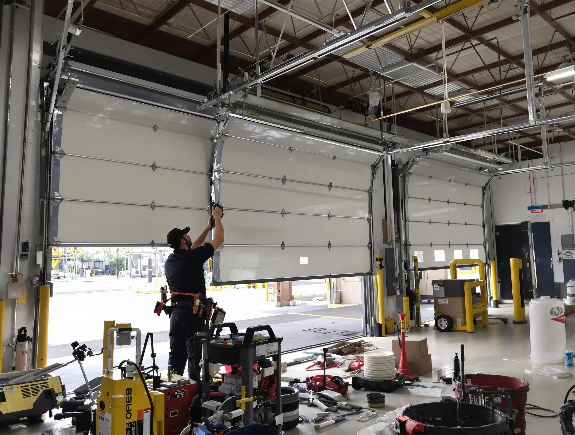 Hudson Garage Door Repair technician performing commercial garage door repair in Hudson
