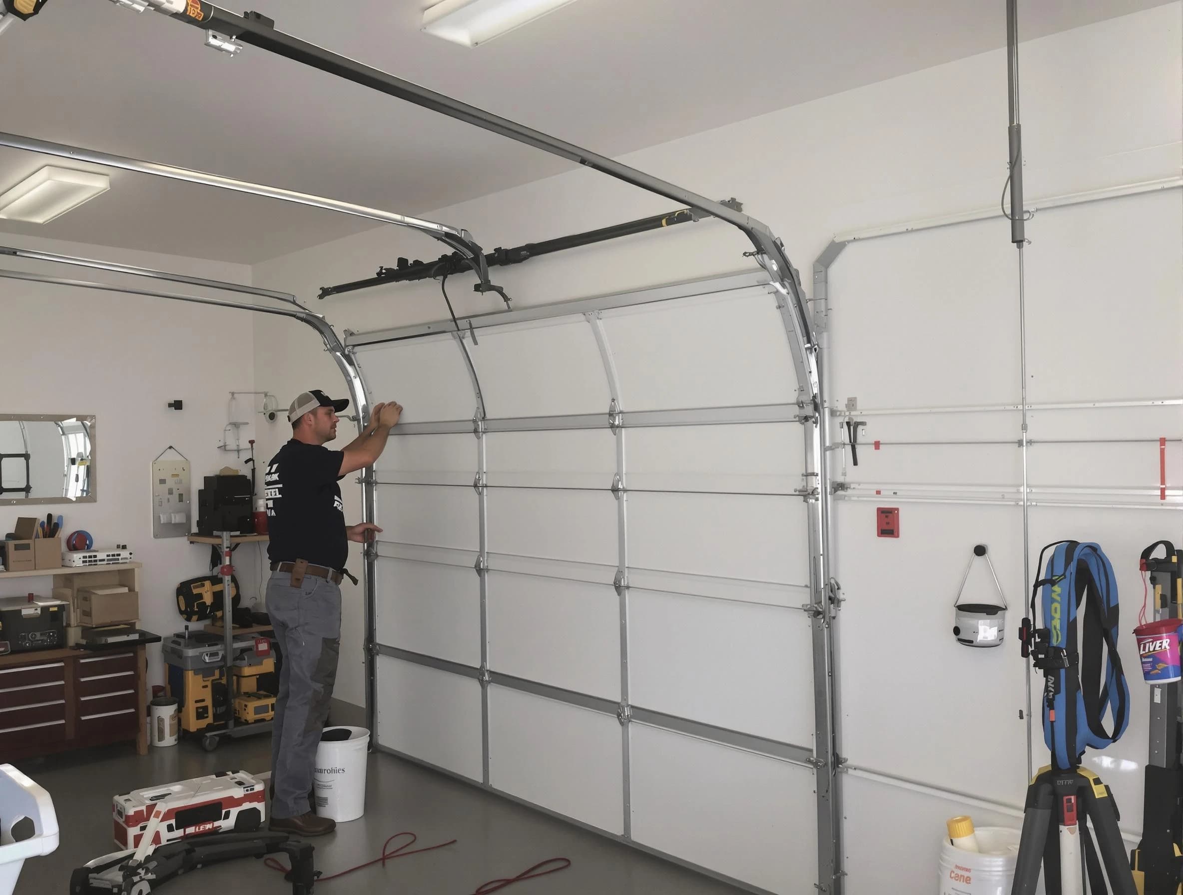 Hudson Garage Door Repair team installing new garage door in Hudson