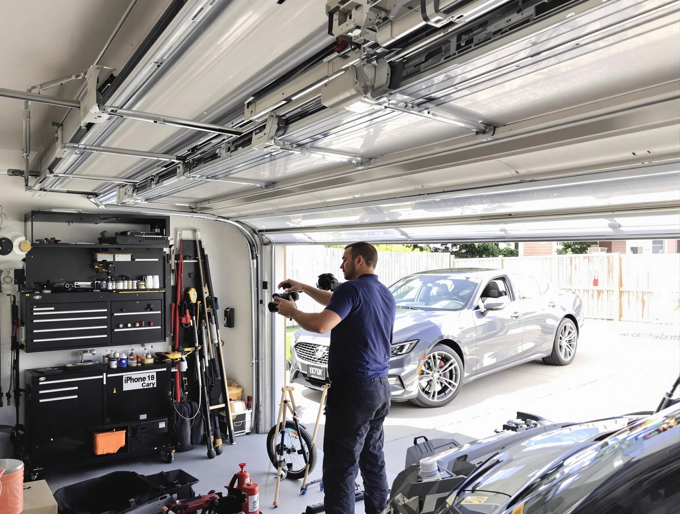 Hudson Garage Door Repair technician fixing noisy garage door in Hudson
