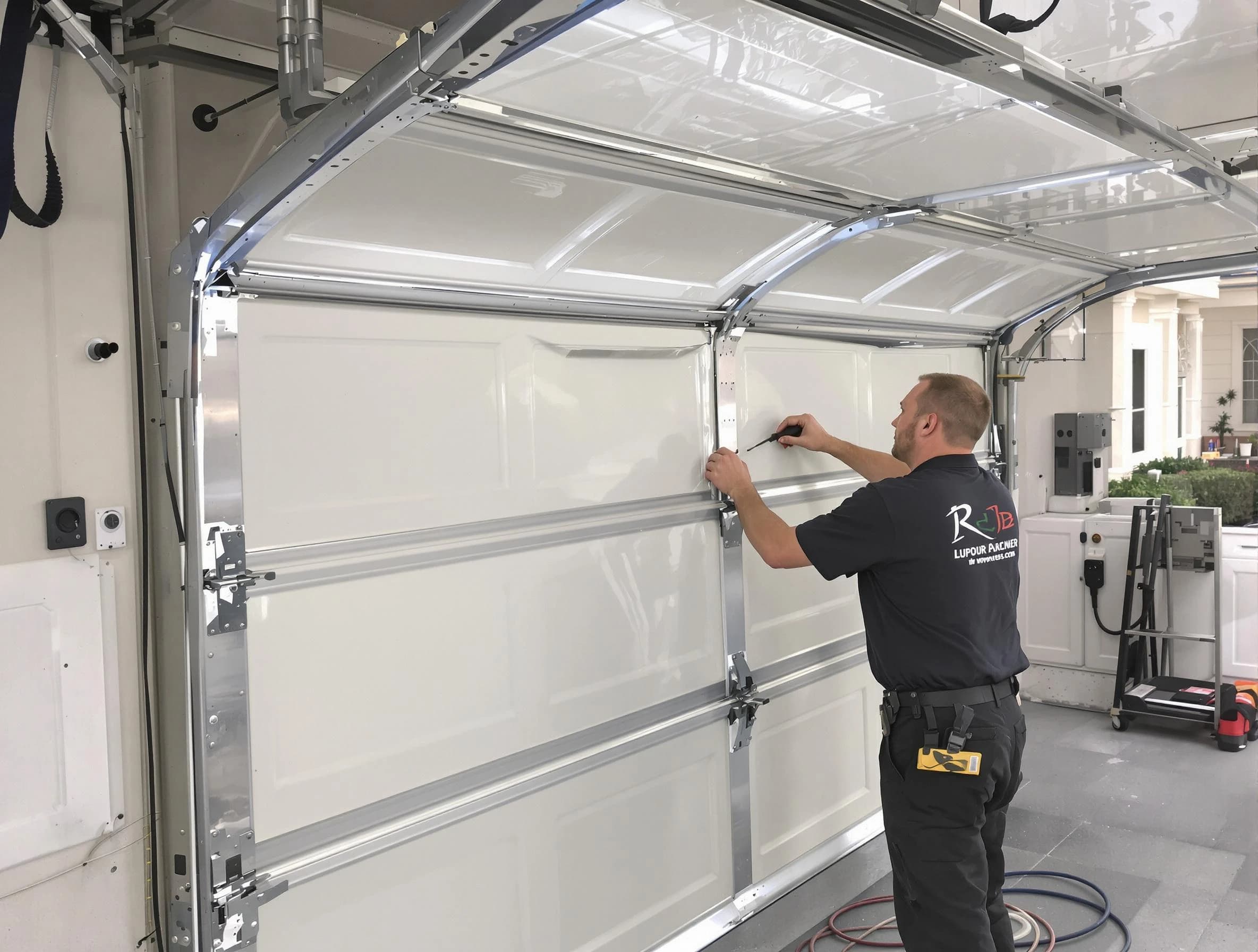 Hudson Garage Door Repair professional performing panel repair in Hudson