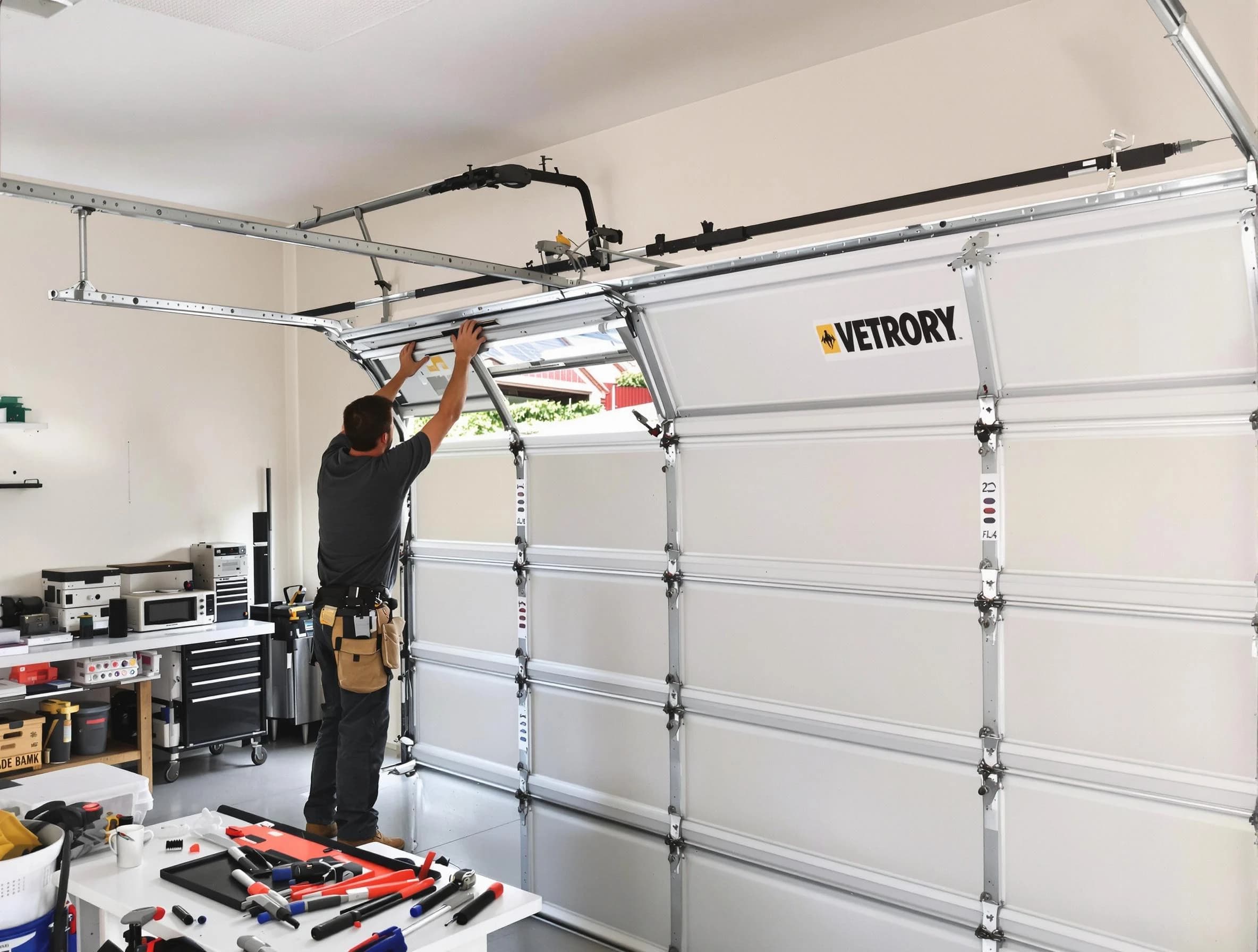 Hudson Garage Door Repair technician performing section replacement in Hudson