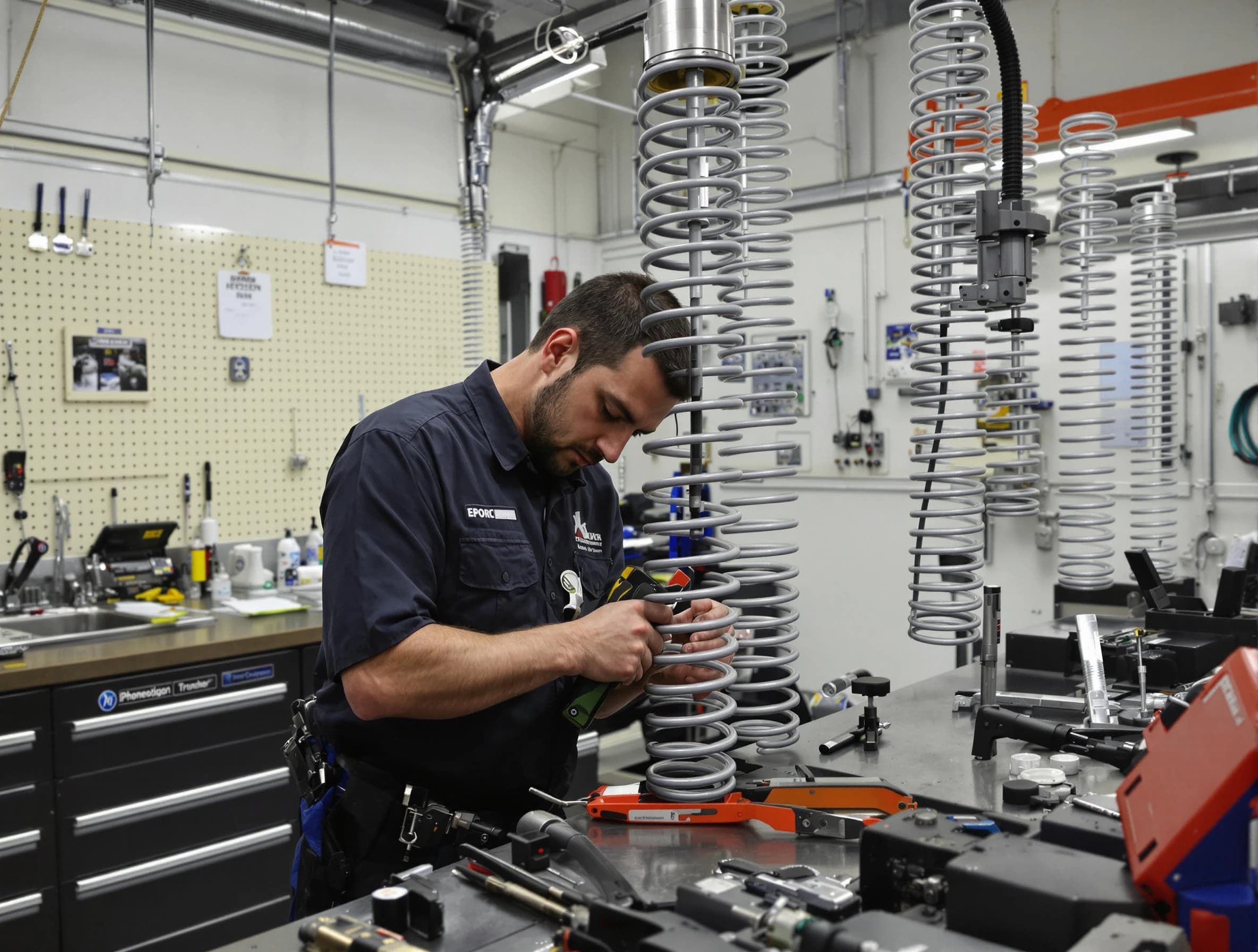 Hudson Garage Door Repair technician performing spring repair in Hudson