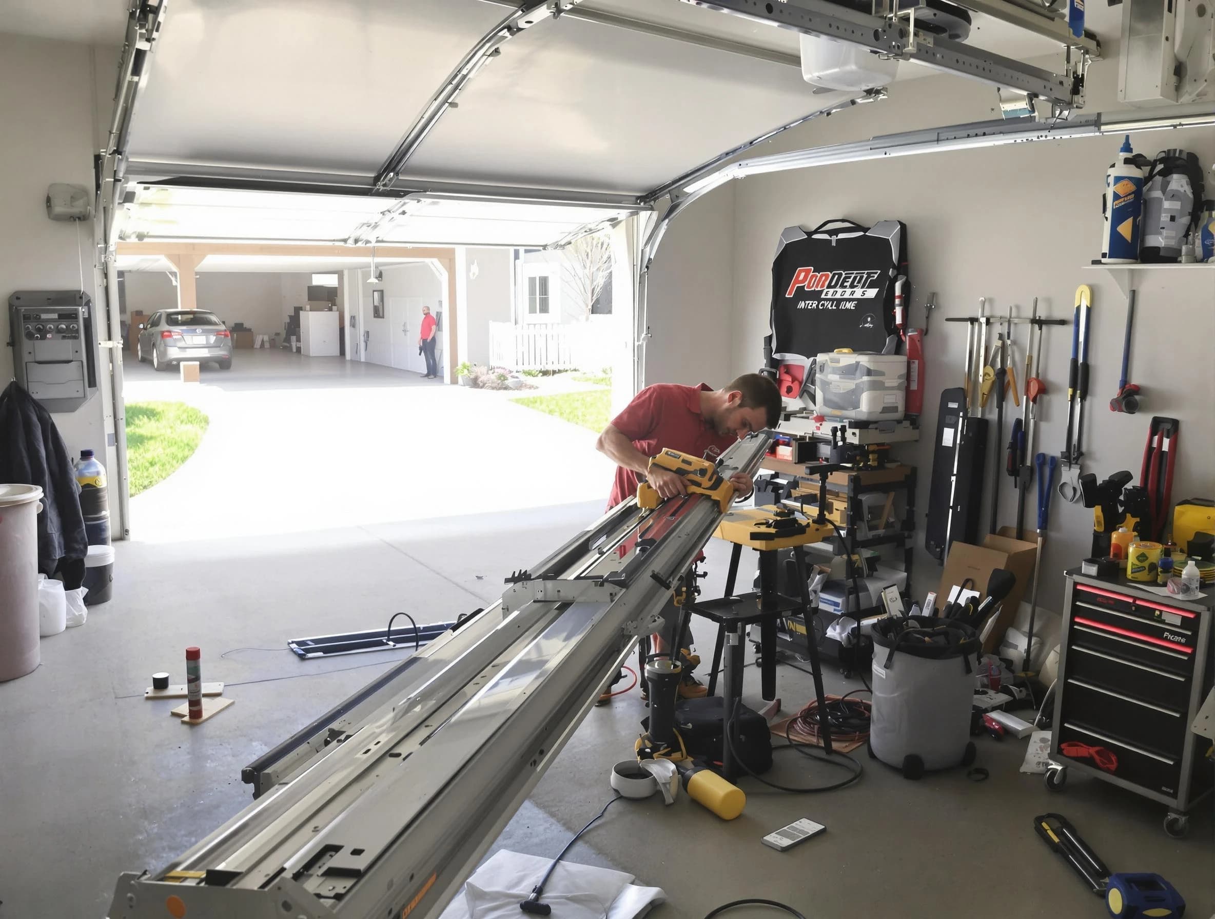 Hudson Garage Door Repair expert performing track repair in Hudson