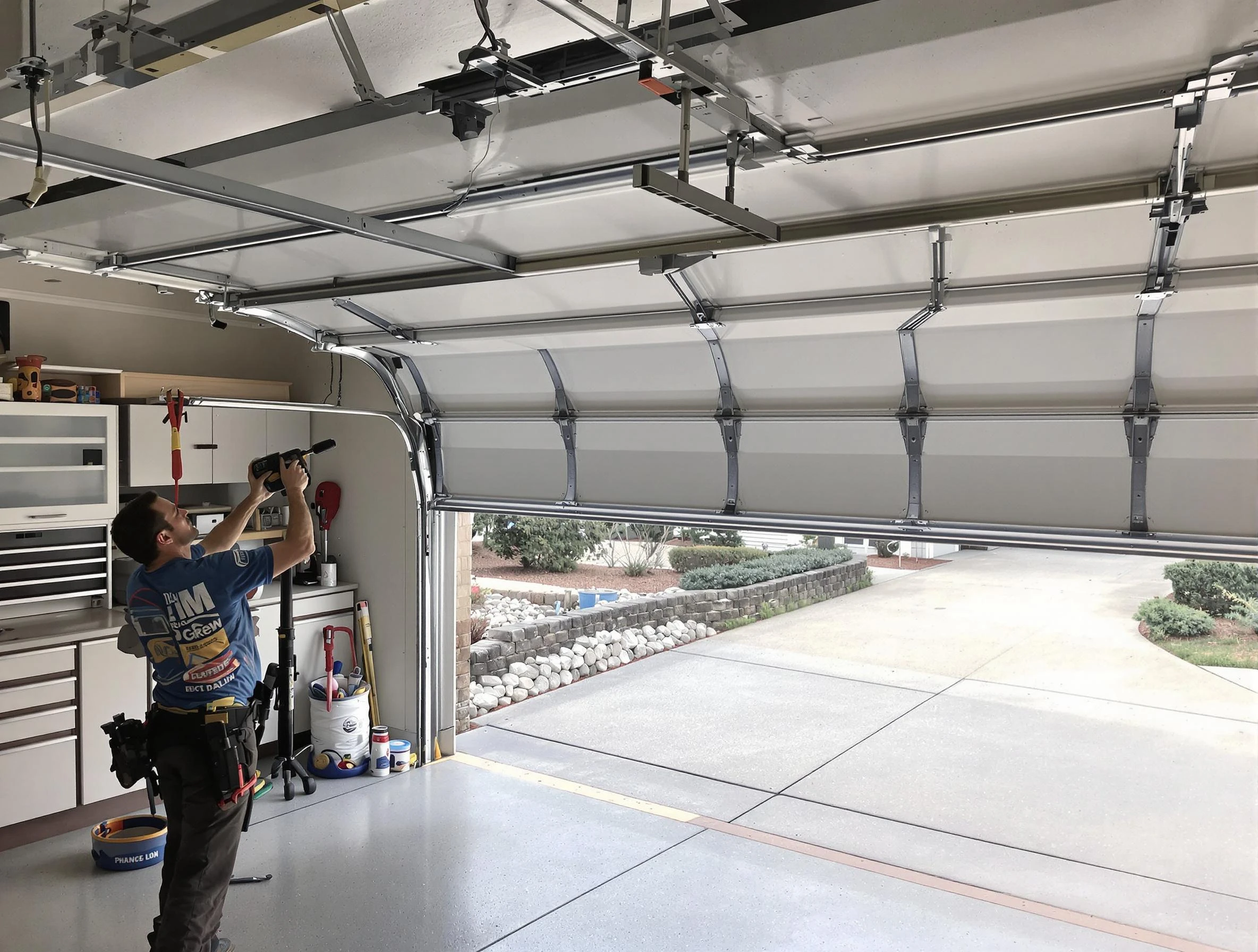 Garage door track repair service by Hudson Garage Door Repair in Hudson